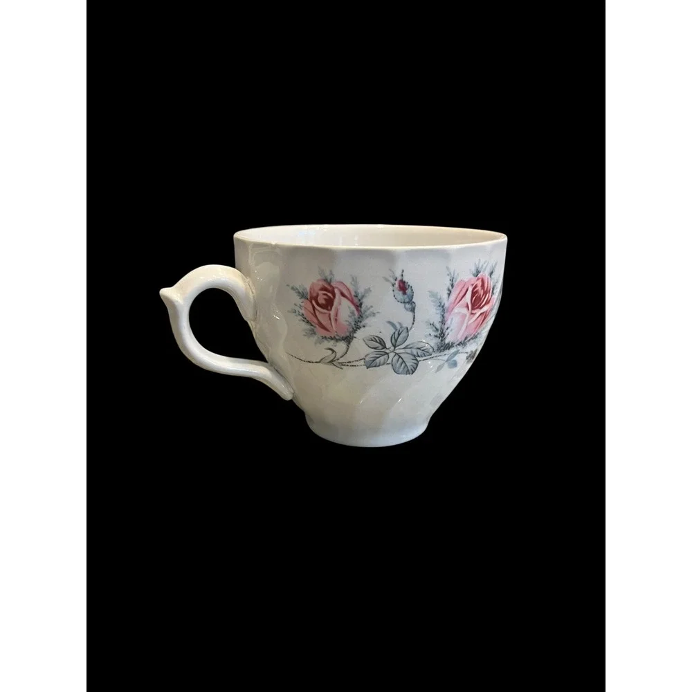 Burleigh Ware Pink Rose Ironstone Teacup and Saucer Burgess & Leigh England